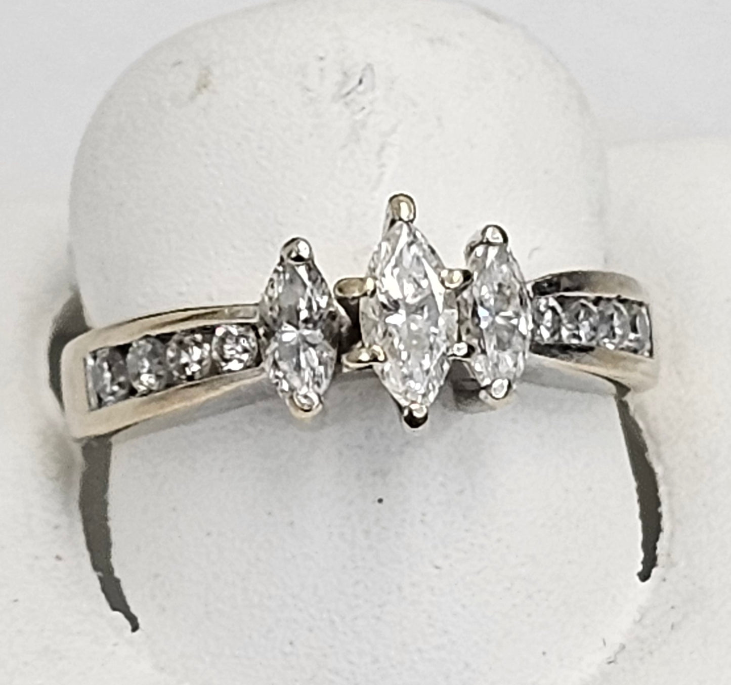 14kt Three Marquise Cut Diamond Ring