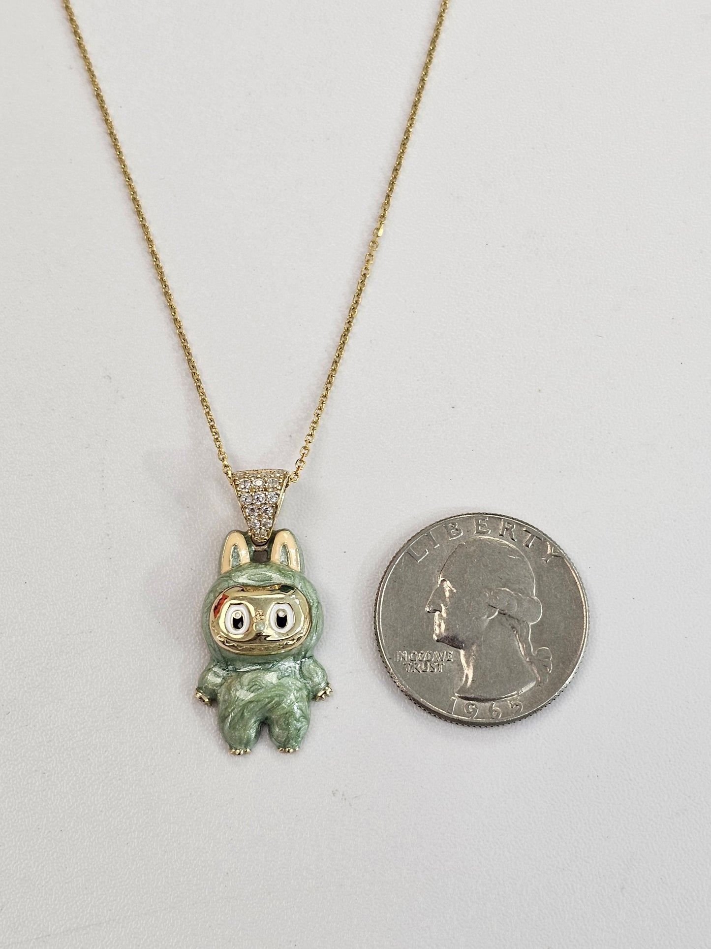 10kt Gold Green Labu Necklace