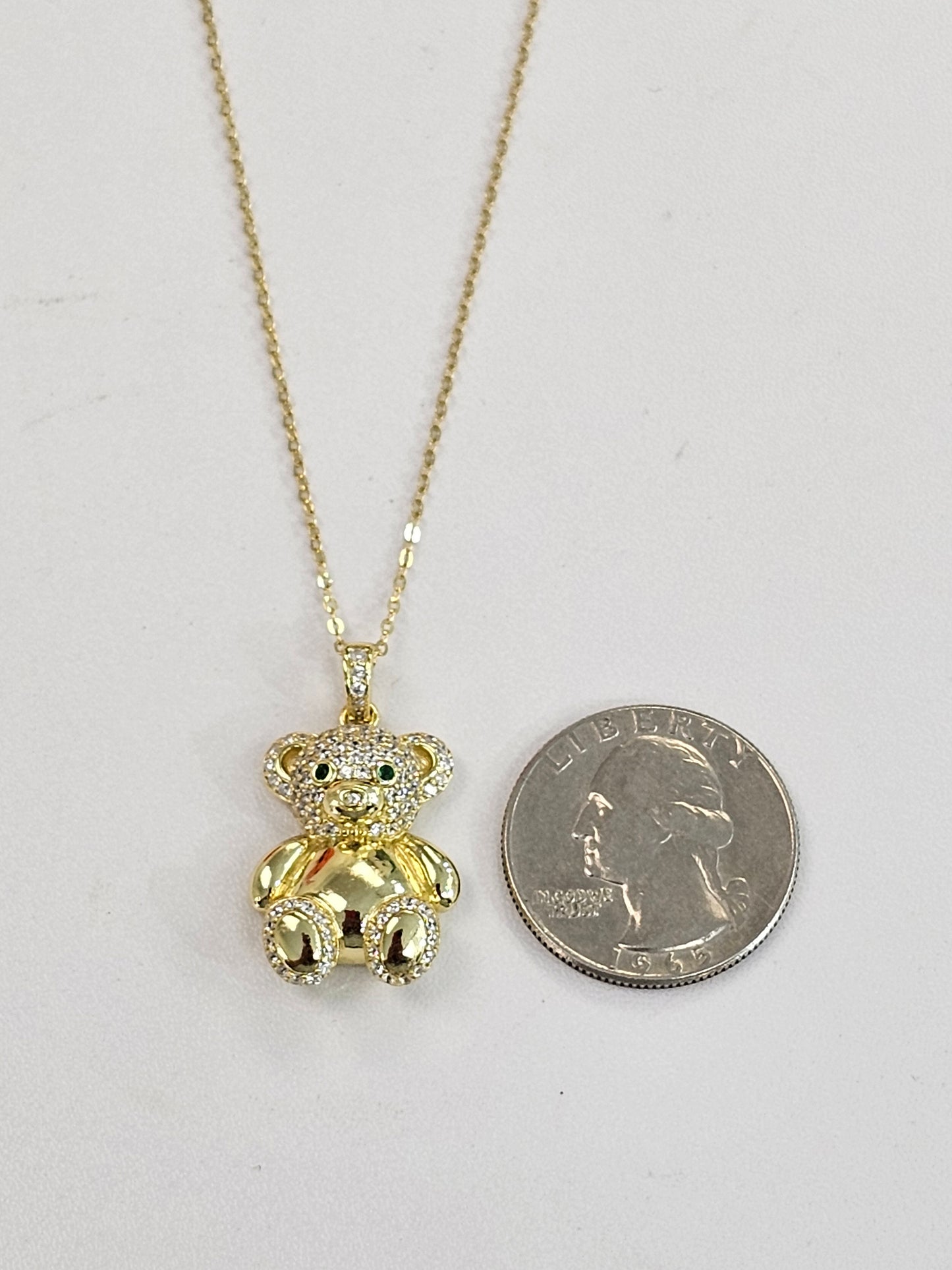 Gold over Silver Teddy Bear Necklace