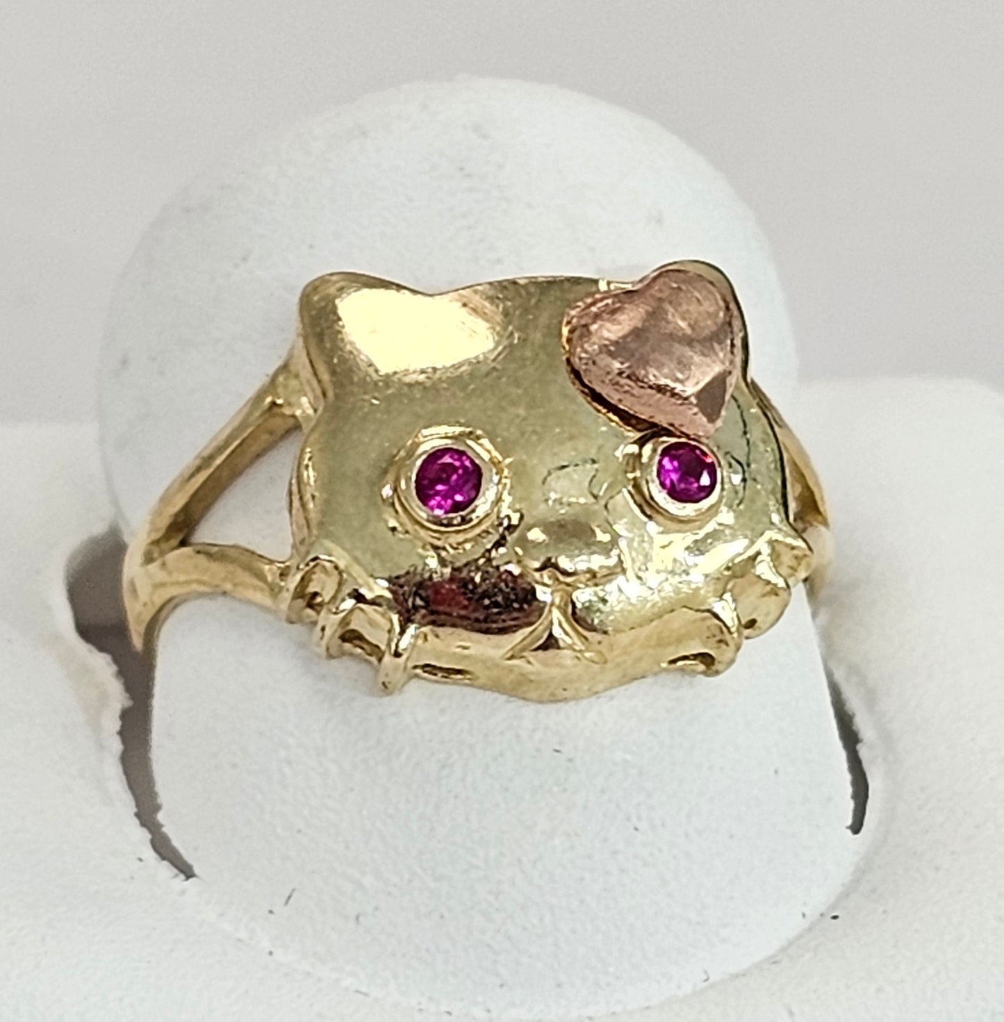 10kt Gold Kitty Ring With Rose Gold Bow