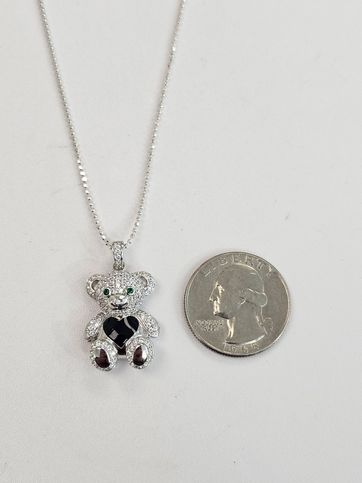 Silver Teddy Bear Necklace