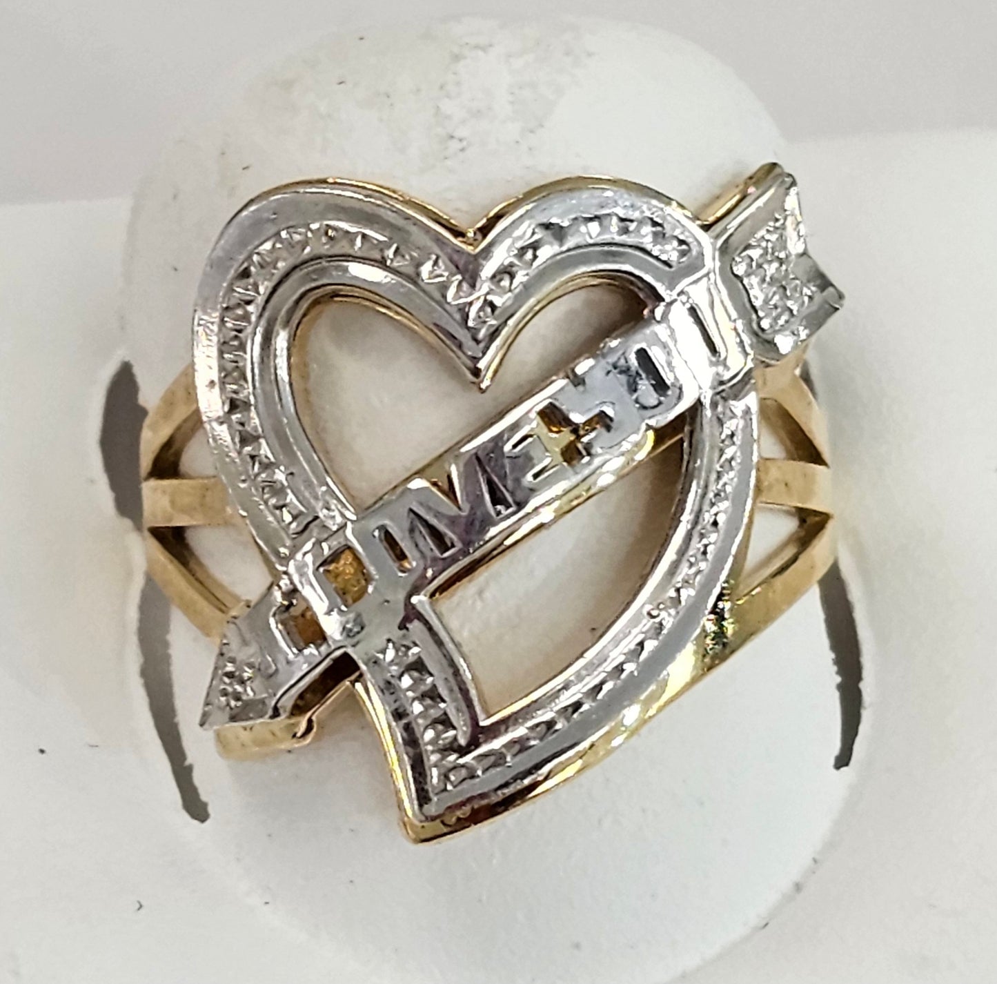 10kt Gold i Love You 2 Tone Heart Ring