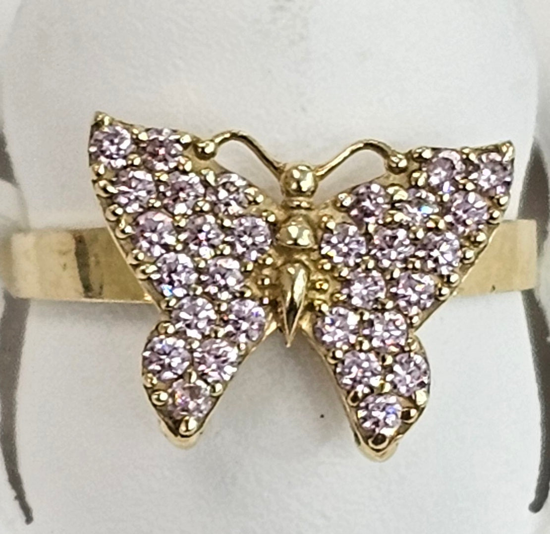 10kt Gold Pink Cubic Zirconia Butterfly