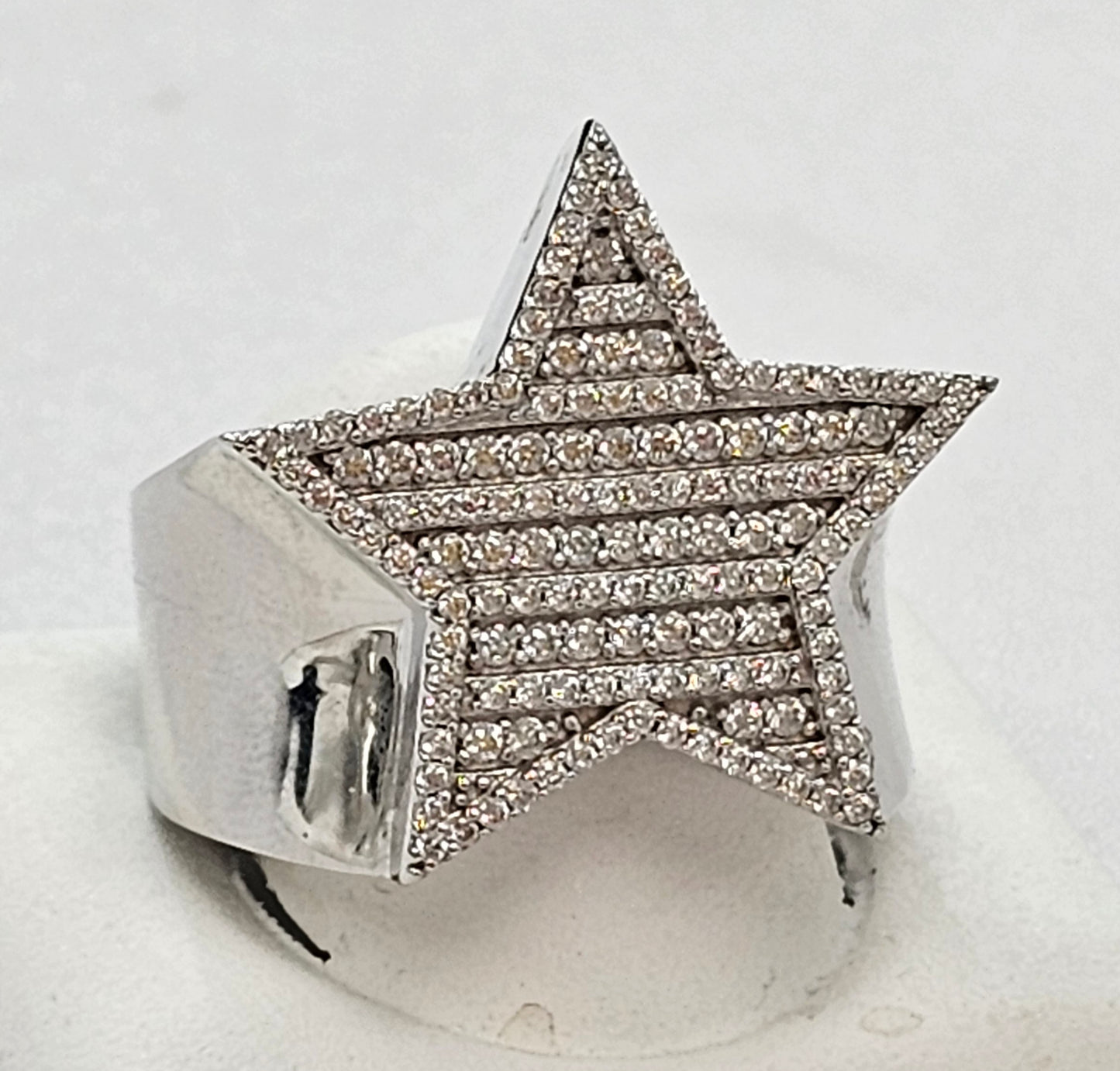 Silver Star Moissanite Ring