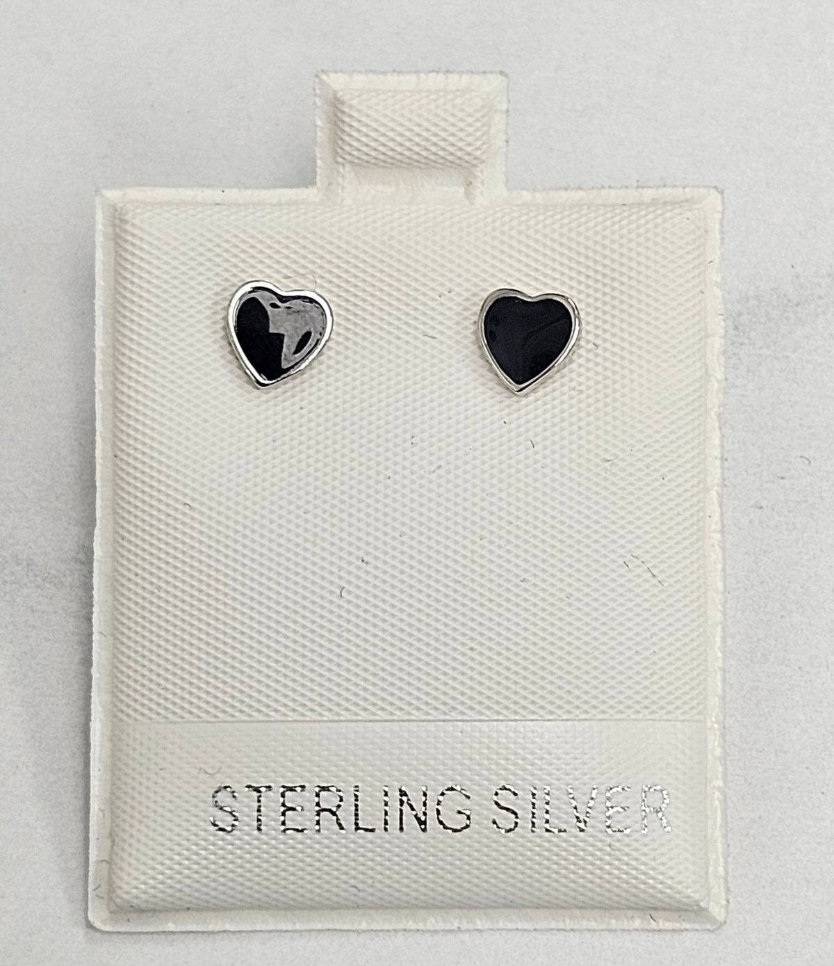 Silver Black heart Earrings