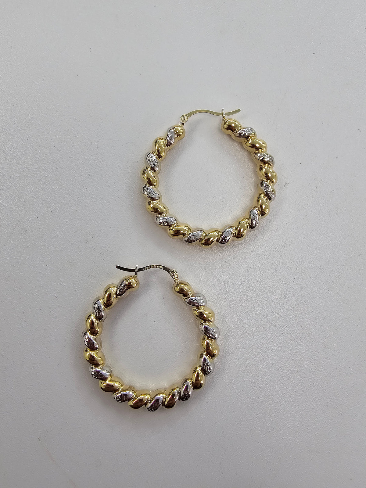 90/10 2 Tone Swirl Hoop Earrings
