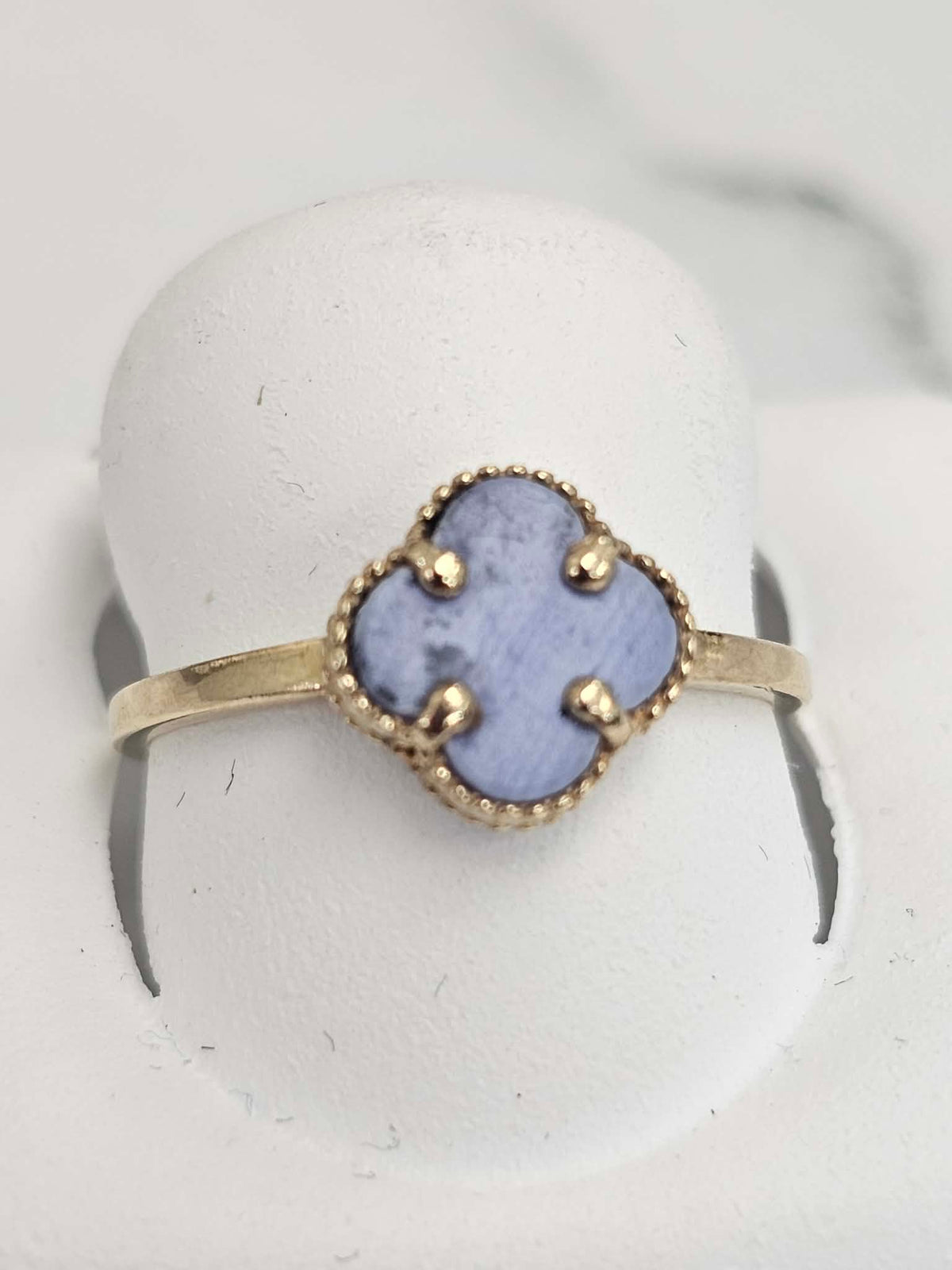 10kt Gold Blue Clover Ring