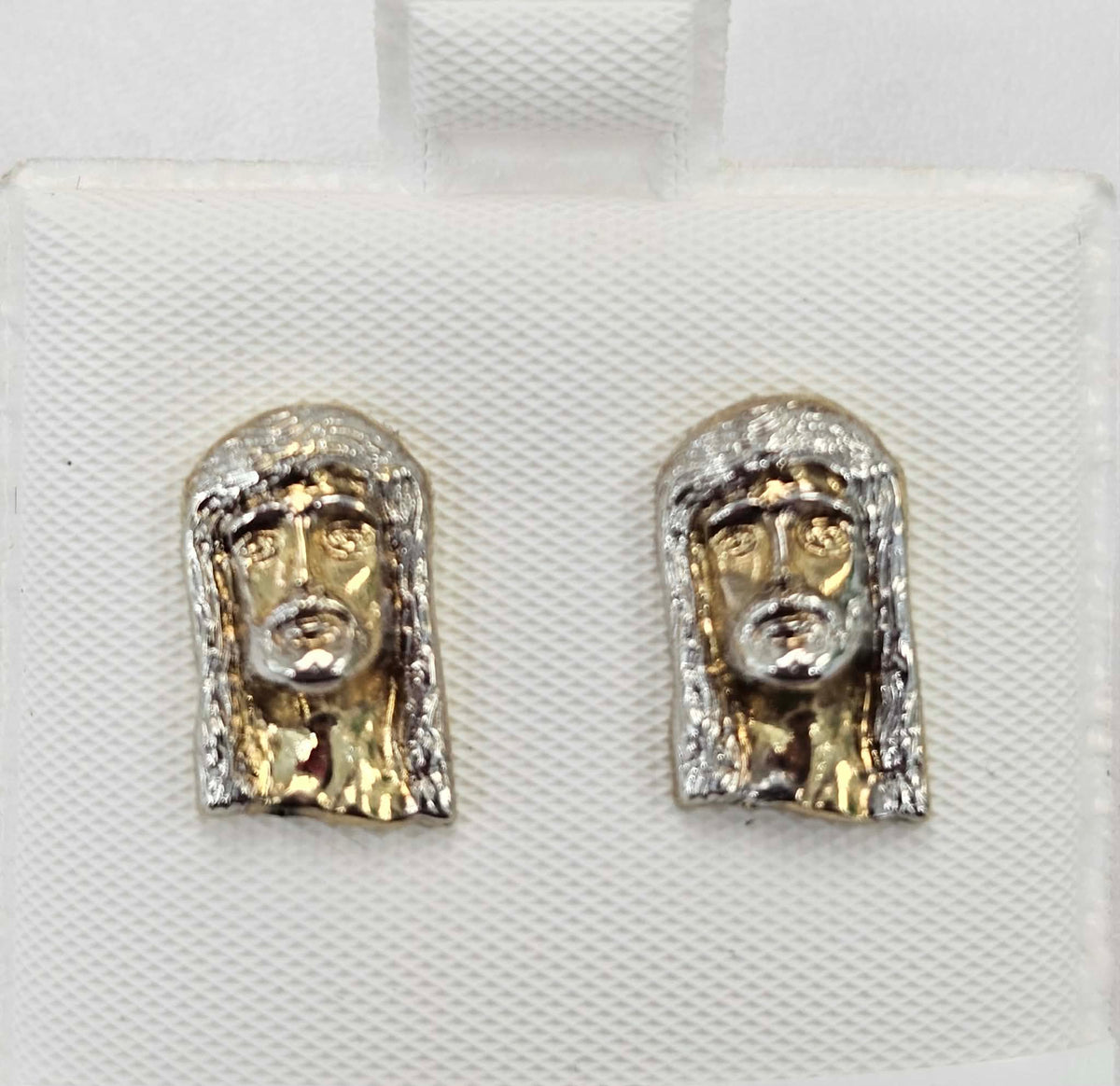 10kt gold Jesus Head Two Tone Earrings