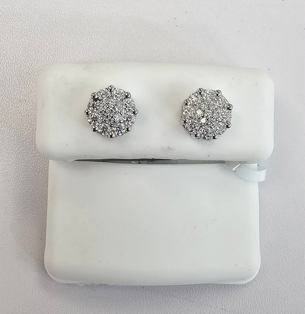 Silver Round Cluster Earrings with 1.33cttw VVS Moissanite Stones