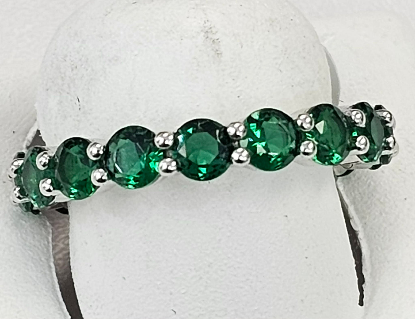 Silver Ring With Green CZs
