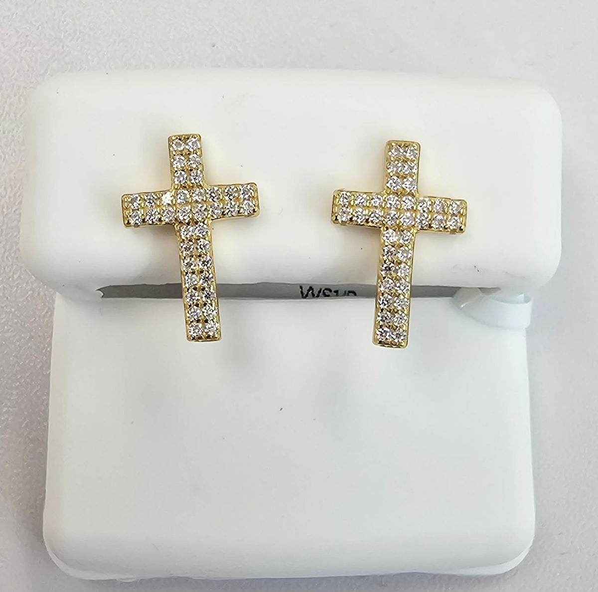 Silver Cross Earrings with 0.37cttw VVS Moissanite Stones