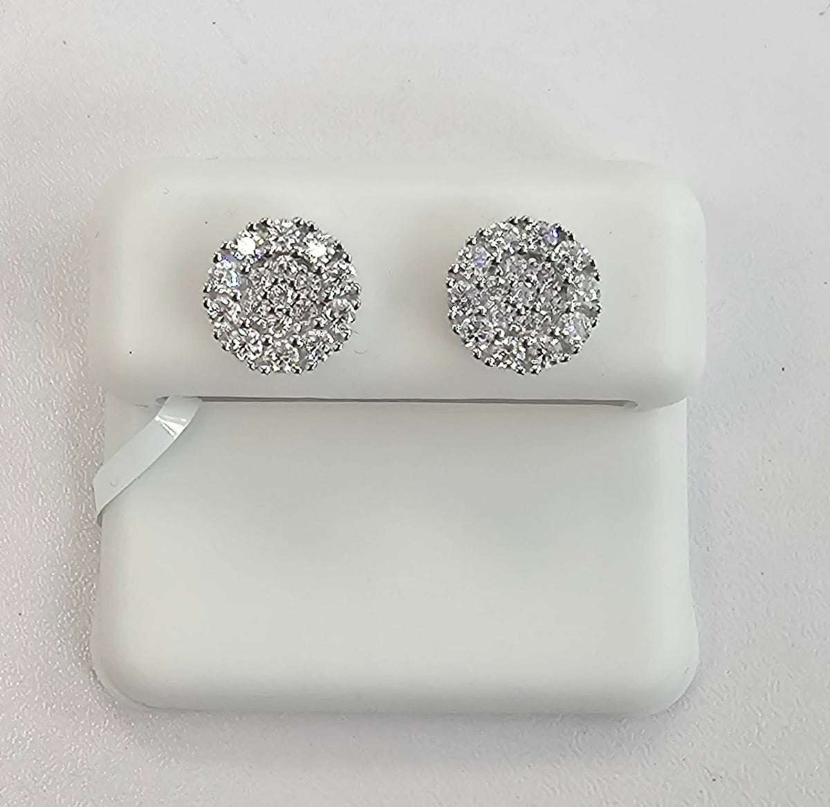 Silver Round Cluster Earrings with 1.05cttw VVS Moissanite Stones