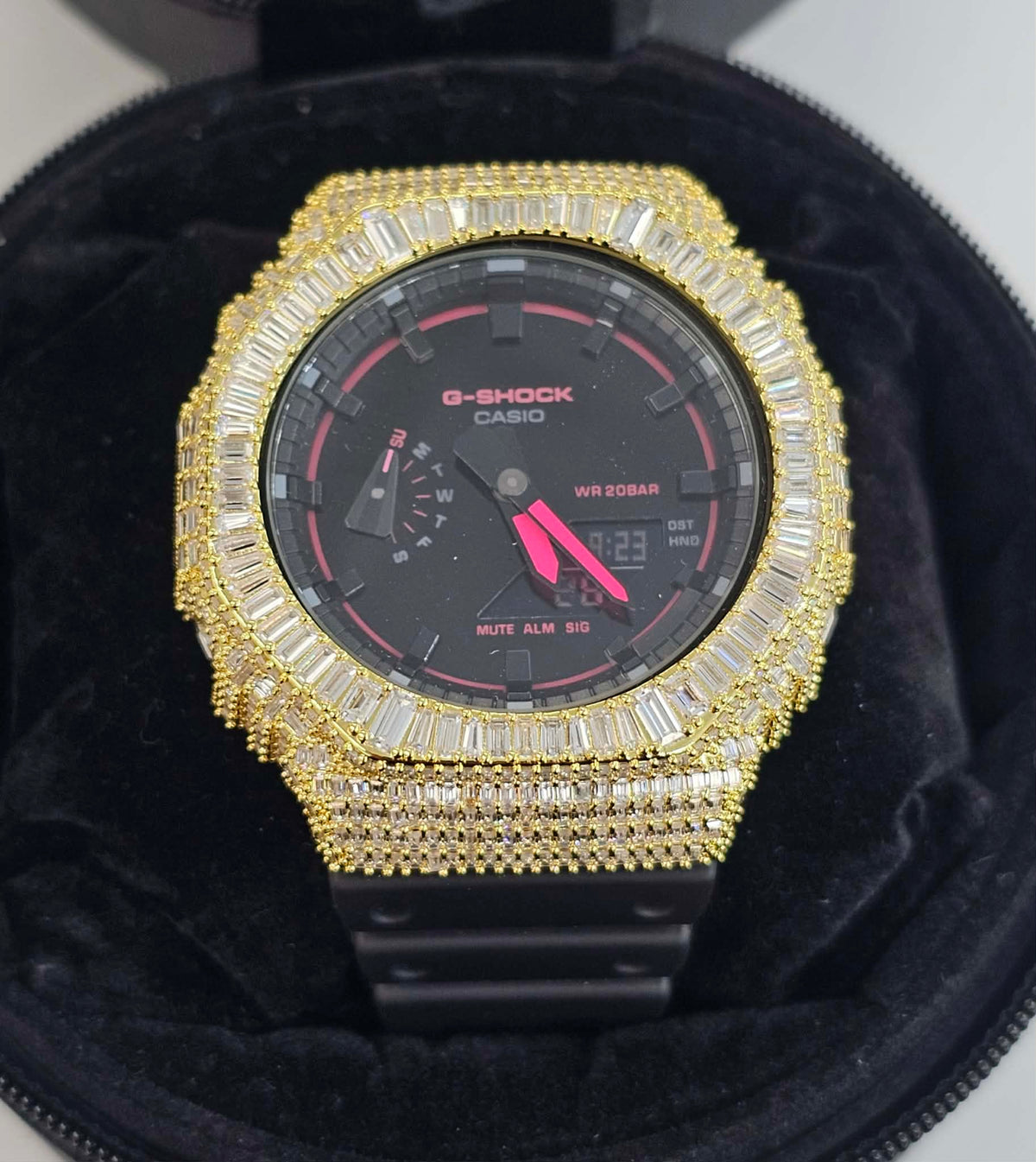 Iced Out VVS Moissanite G Shock Watch with Adjustable Watch Strap