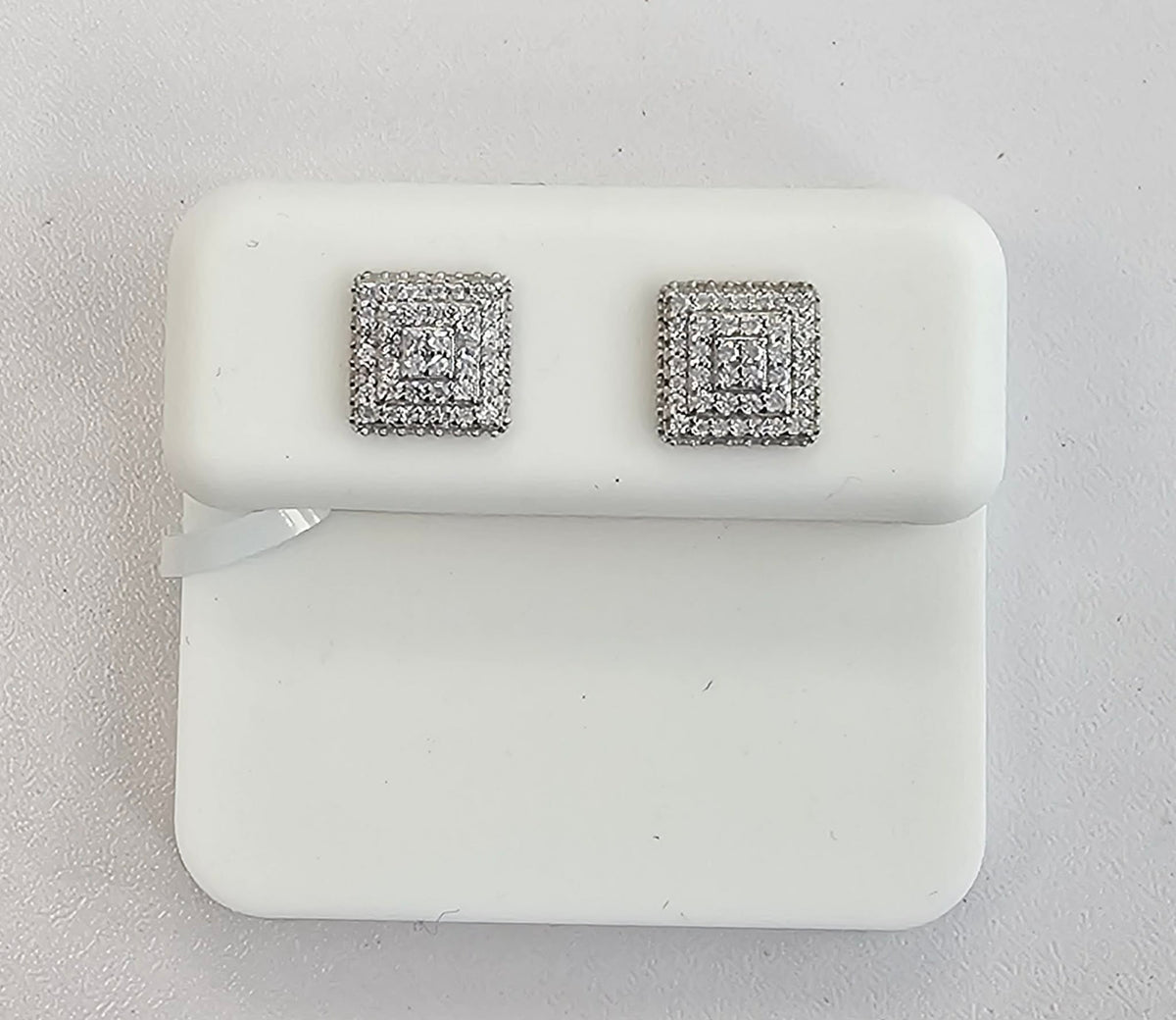 Silver Square Cluster Earrings with 0.43cttw VVS Moissanite Stones