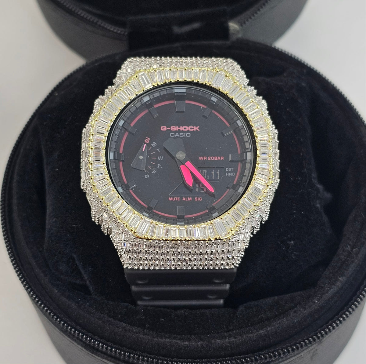 Iced Out VVS Moissanite G Shock Watch with Adjustable Watch Strap