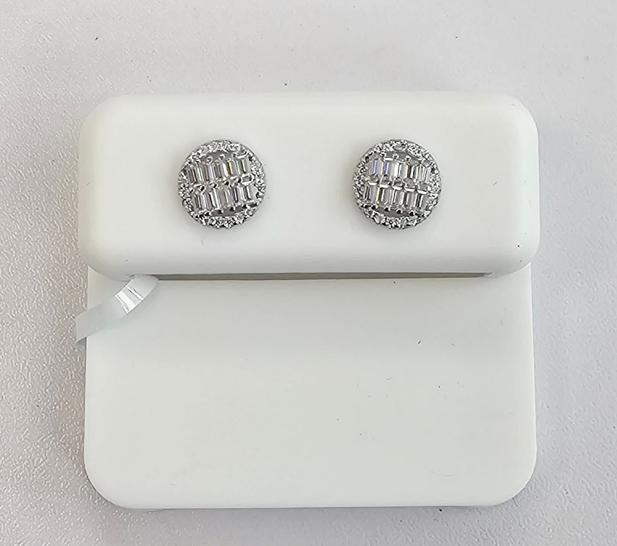 Silver Round Cluster Earrings with 0.52cttw VVS Moissanite