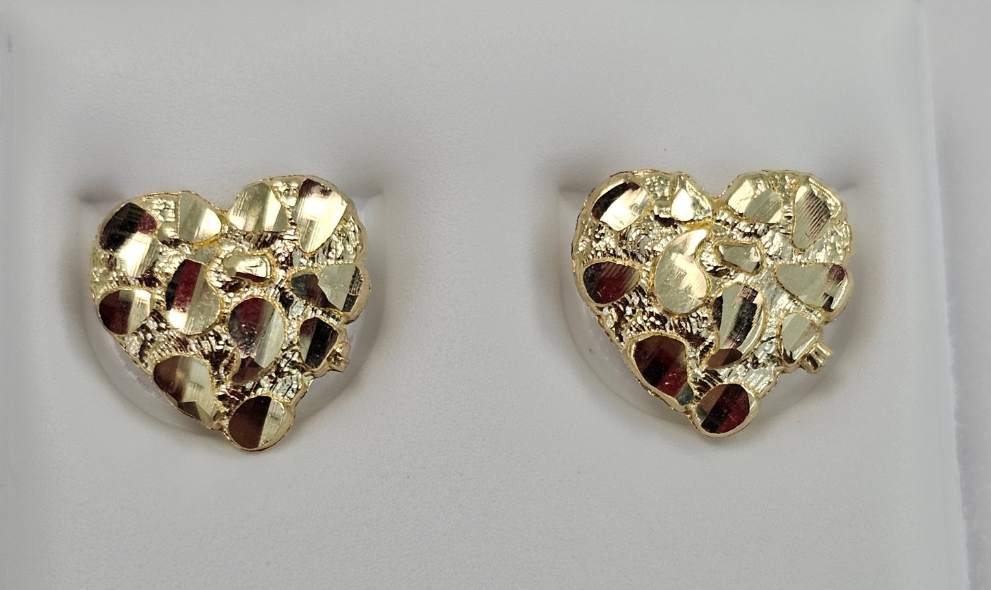 Gold Heart Nugget Earrings