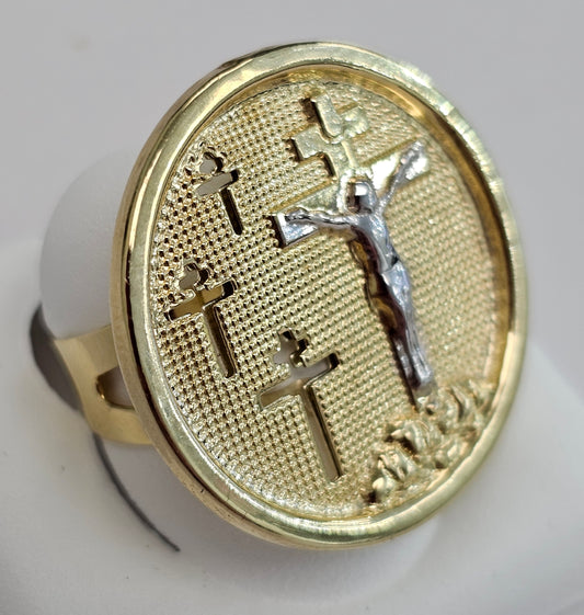 Gold Circle Cross Ring