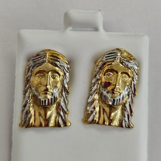 Gold 2 Tone Jesus Head Earrings