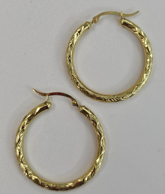 10kt Gold Designer Hoop Earrings