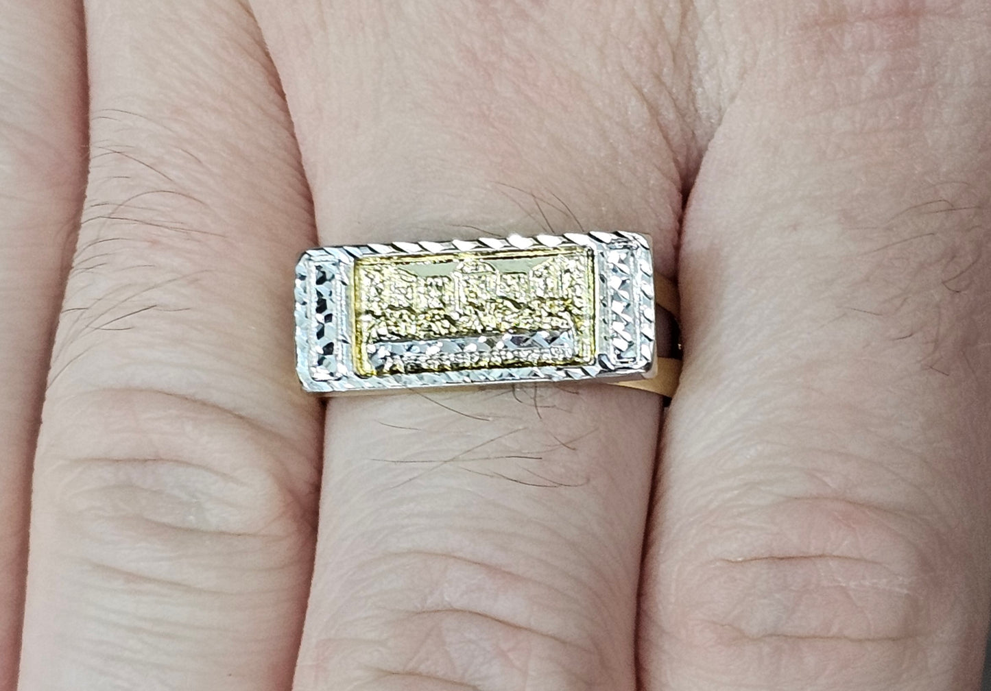 10kt Gold Two Tone Rectangle Last Supper Ring