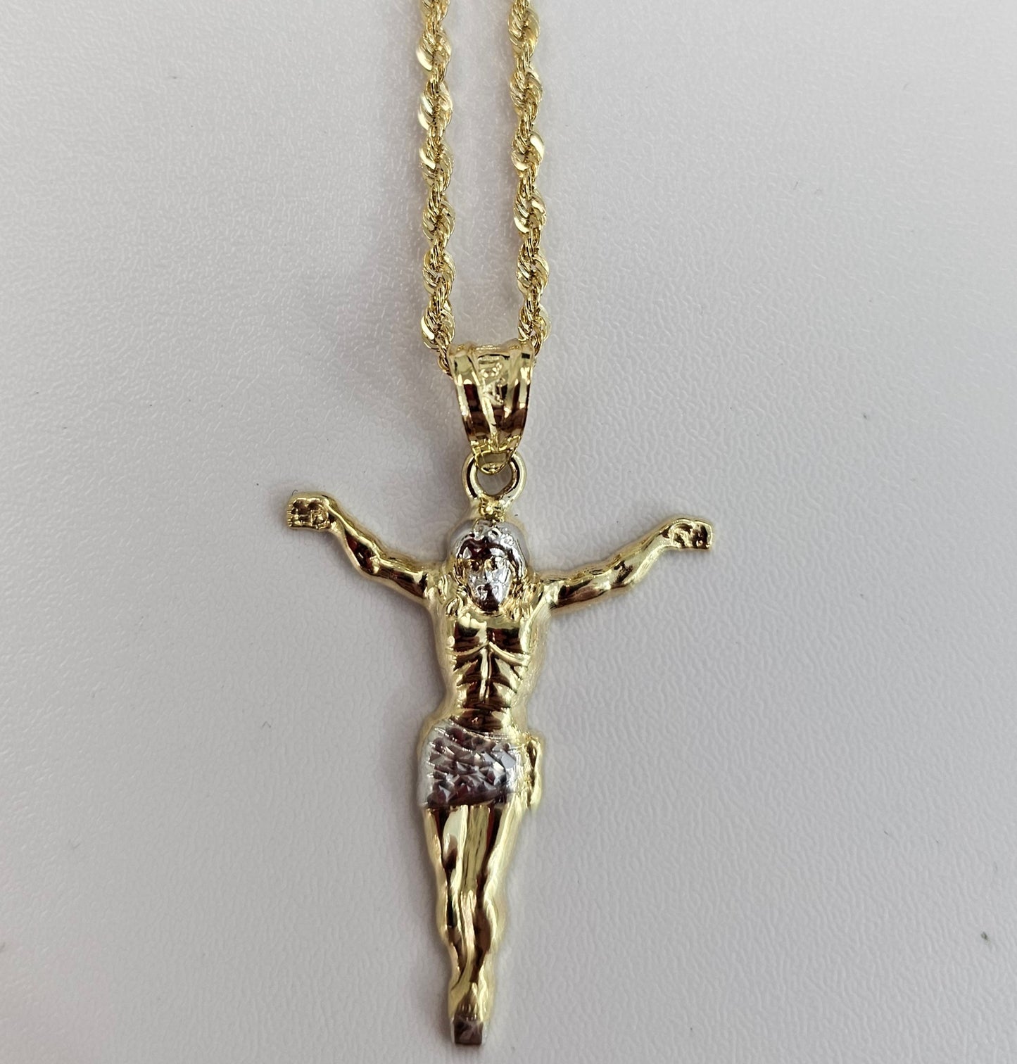 10kt Gold Two Tone Crucifix Chain