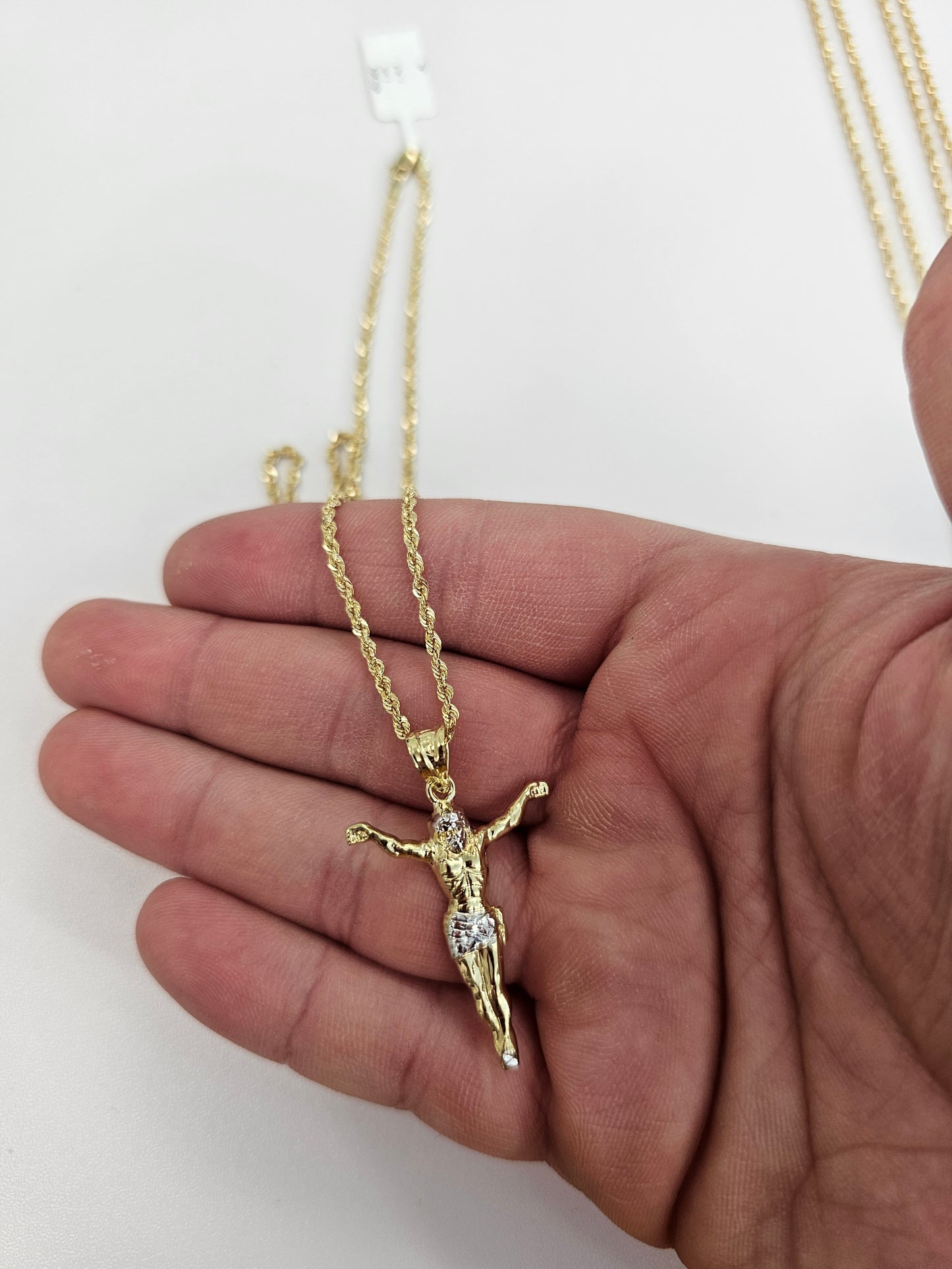 10kt Gold Two Tone Crucifix Chain