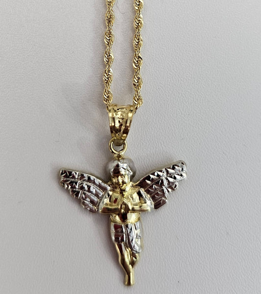 10kt Gold Two Tone Angel Necklace