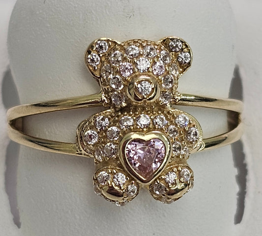 10kt Pink Teddy Bear Ring