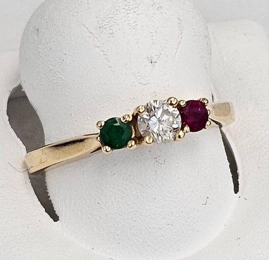 14kt Gold Three-Stone Ring