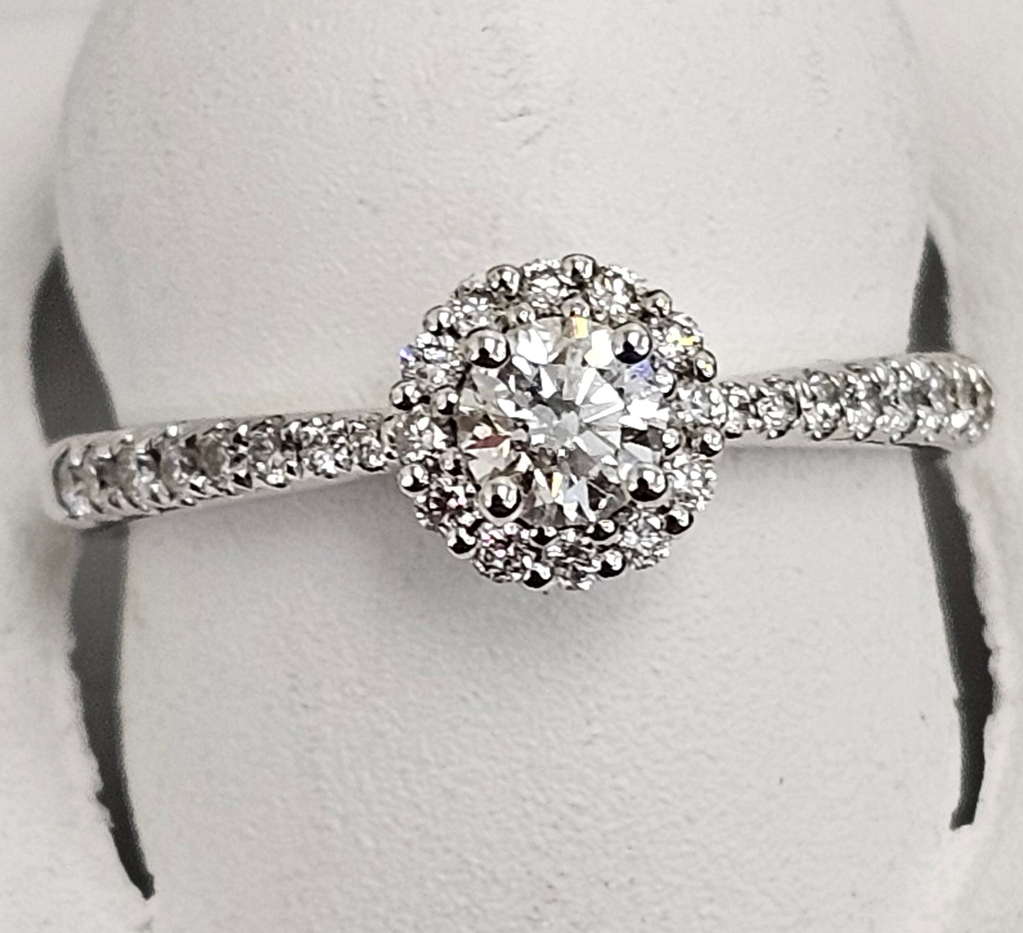 14kt Gold Round Halo Set Diamond Ring