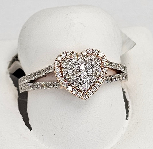 14kt Rose Gold Heart Diamond Ring