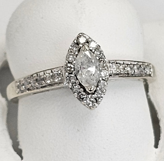 10kt Gold Diamond Marquise Center Stone Ring