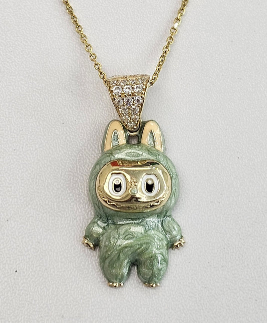 10kt Gold Green Labu Necklace