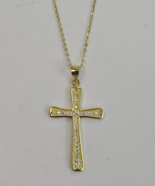 Gold Over Silver Cross Necklace