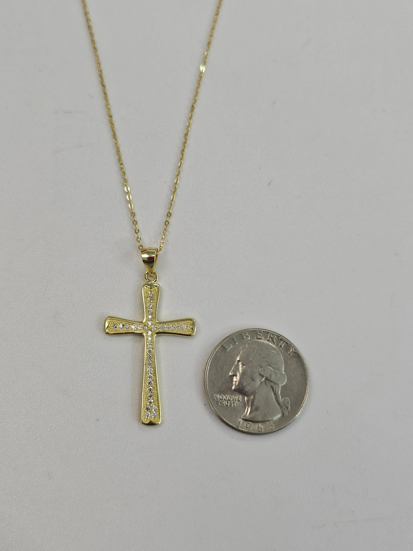 Gold Over Silver Cross Necklace