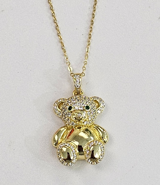 Gold over Silver Teddy Bear Necklace