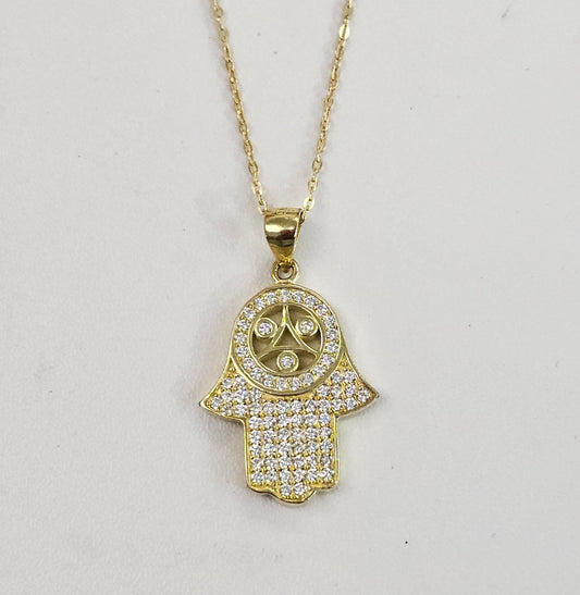 Gold Over Silve Hamsa Necklace