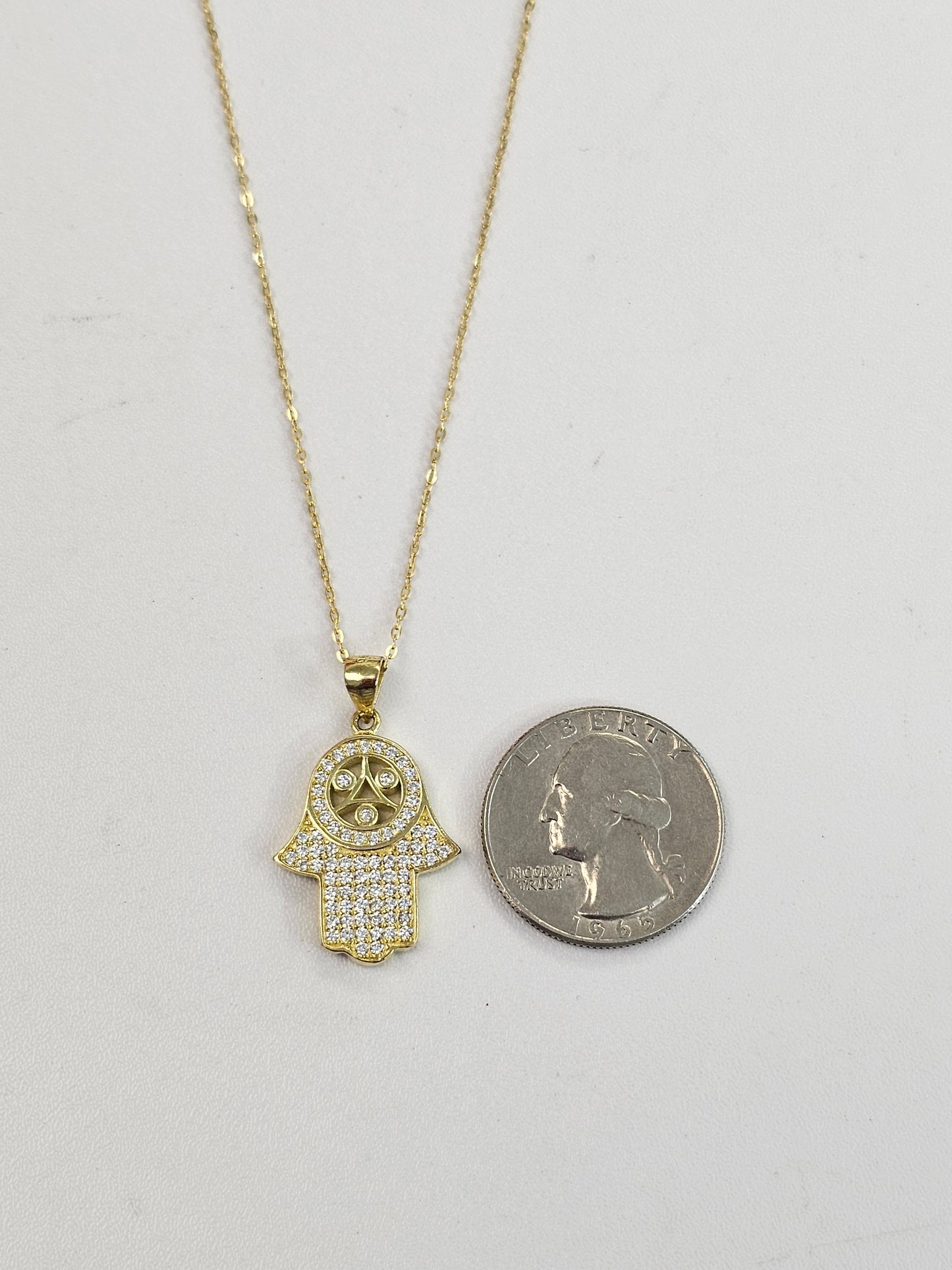 Gold Over Silve Hamsa Necklace