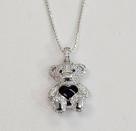 Silver Teddy Bear Necklace