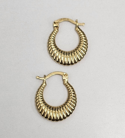 10kt Gold Puffy Shrimp Hoop Earrings