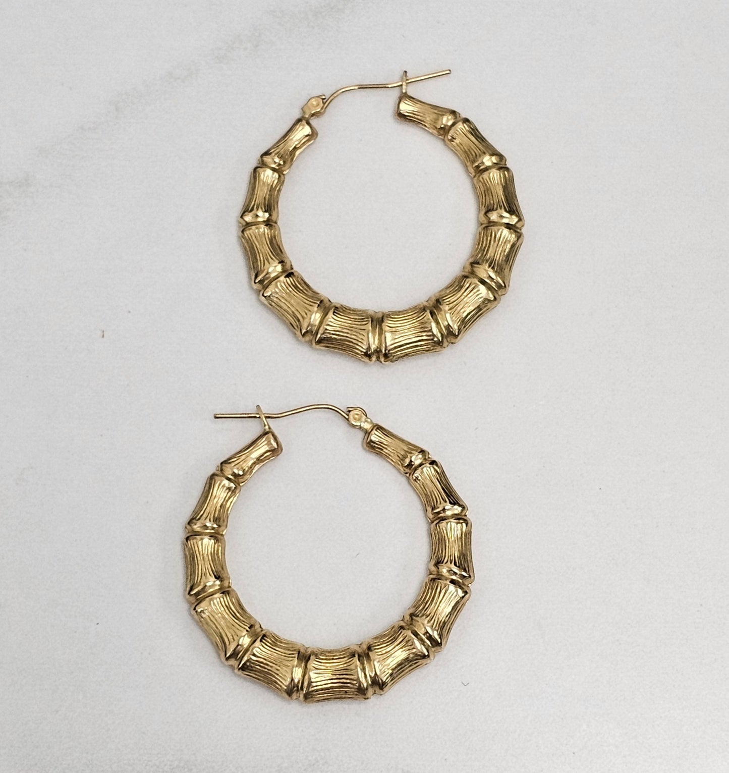 10kt Gold Classic Bamboo Hoop Earrings