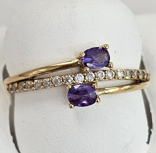 10kt Gold Purple Cubic Zirconia Ring