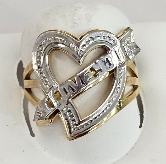 10kt Gold i Love You 2 Tone Heart Ring
