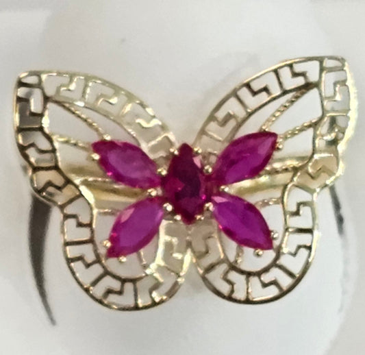 10kt Gold Greek Patterned Butterfly Ring