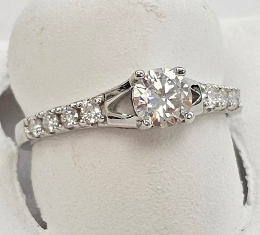 Silver Moissanite Round ring