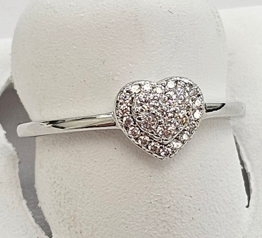 Silver Moissanite Heart Ring