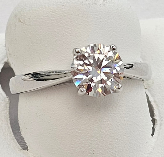 Silver Round Moissanite Ring