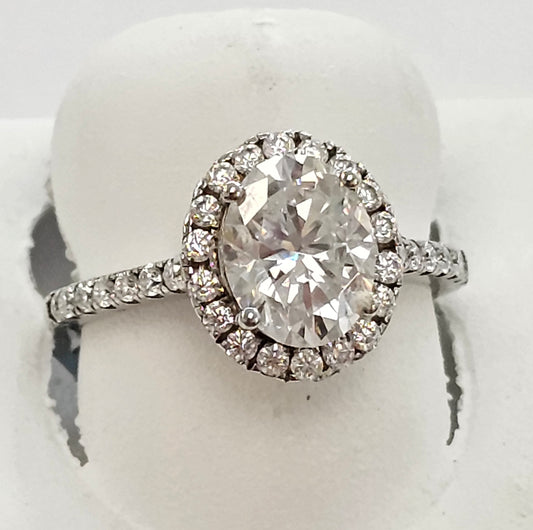Silver Oval Moissanite Ring