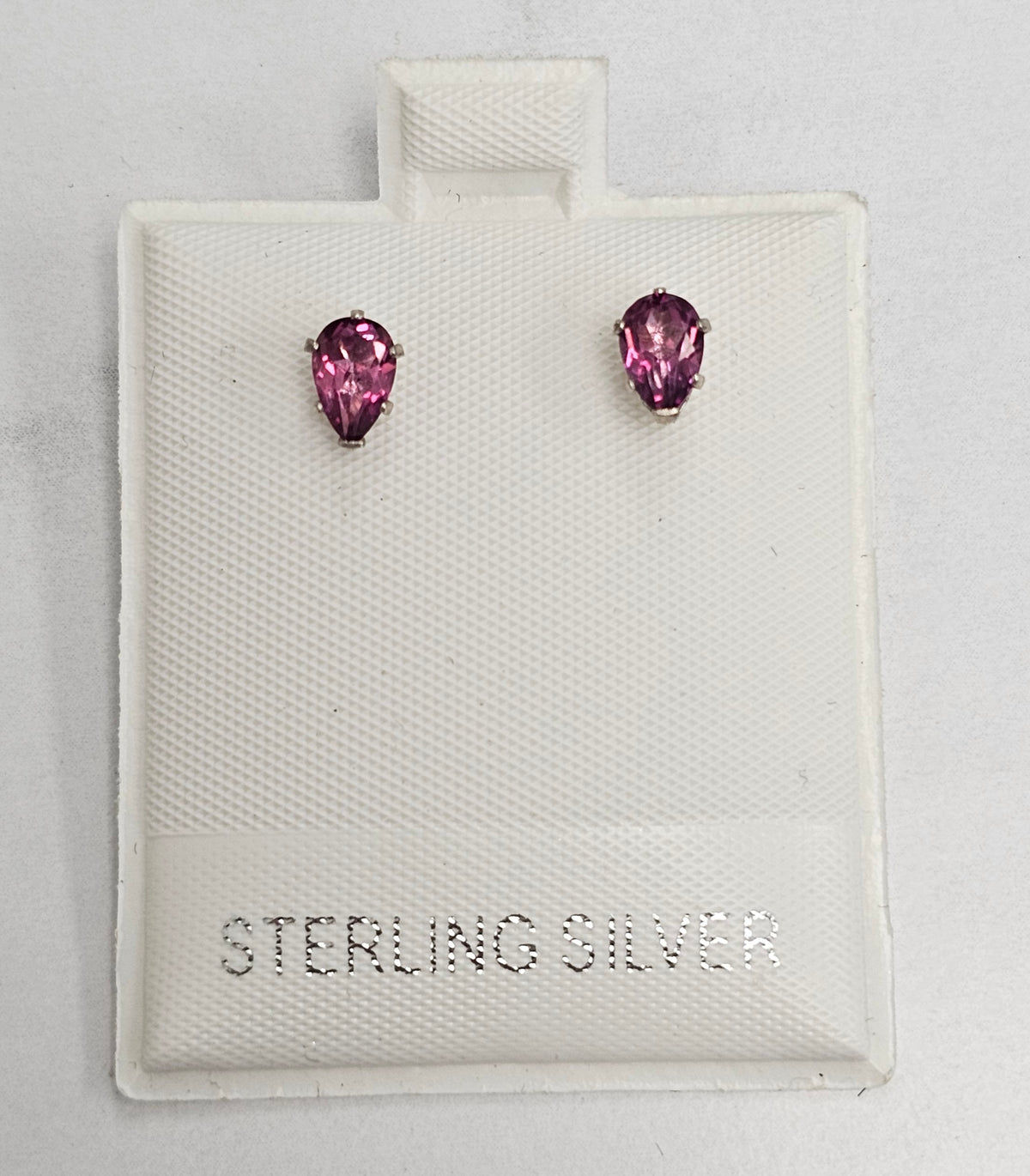 Silver Red Cubic Zirconia Stud Earrings